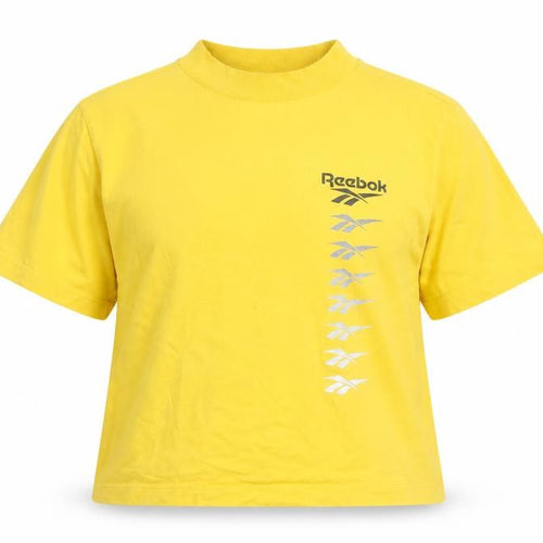 Reebok Women's Yellow T-Shirt, M, Mock Neck, Relaxed Fit