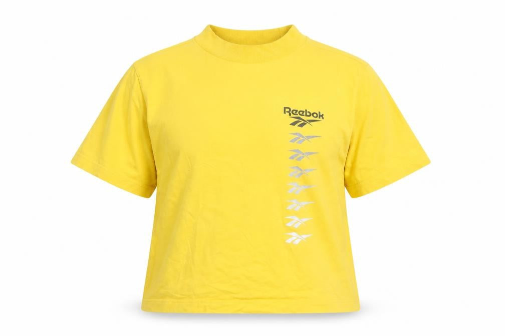 Reebok Women's Yellow T-Shirt, M, Mock Neck, Relaxed Fit