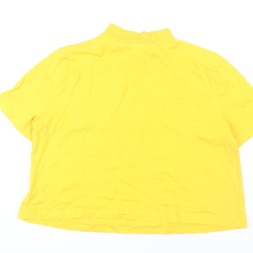 Reebok Women's Yellow T-Shirt, M, Mock Neck, Relaxed Fit