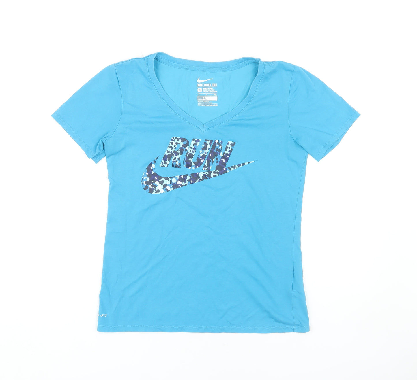 Nike Women's Blue V-Neck Athletic T-Shirt Size S