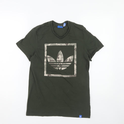 Adidas Unisex Green Camouflage T-Shirt S Casual