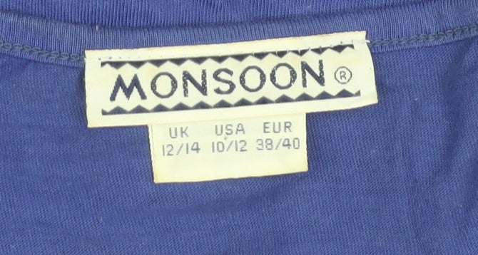 Monsoon Blue Women's Tank Top, Size 12/14, Cotton, Casual