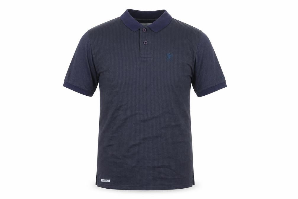 Front view of Lambretta Men's Blue Polo Shirt - Small, Collared