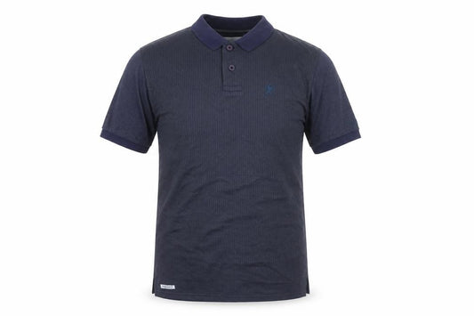 Front view of Lambretta Men's Blue Polo Shirt - Small, Collared