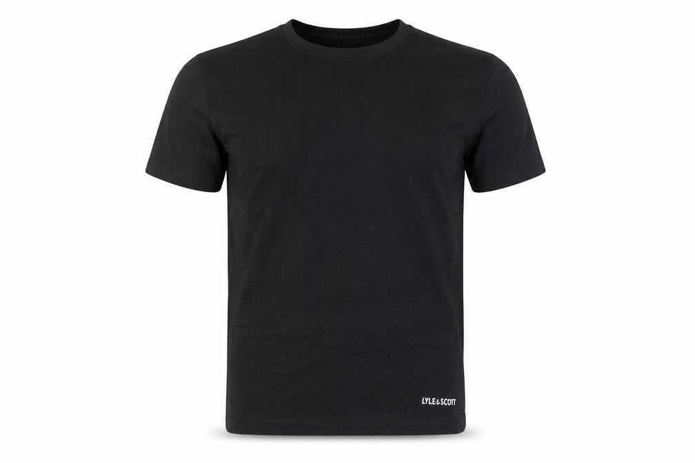 Front view of Lyle & Scott Men's Black Crew Neck T-Shirt, size L