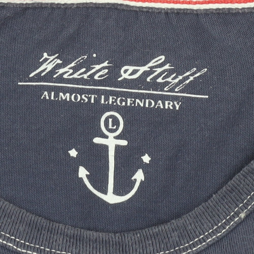 White Stuff Men's Blue Graphic T-Shirt Large