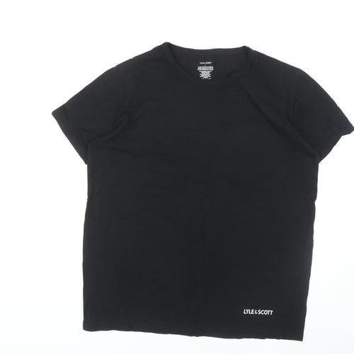Lyle & Scott Men's Black Crew Neck T-Shirt, Size L
