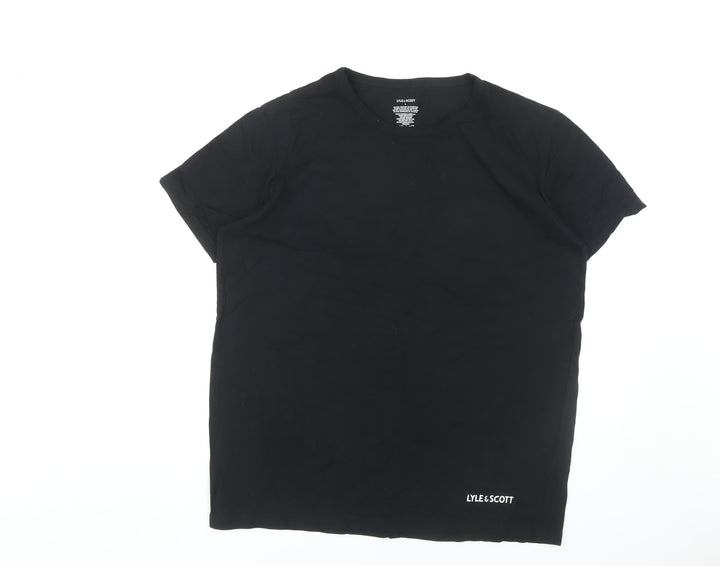 Lyle & Scott Men's Black Crew Neck T-Shirt, Size L