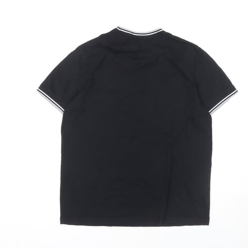 Fred Perry Men's Black Crew Neck T-Shirt, M