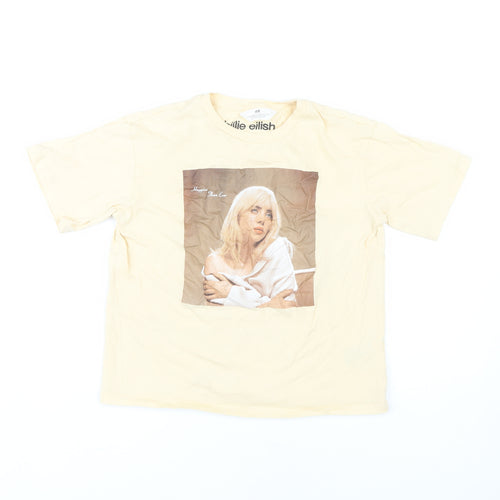 H&M Girls Beige Billie Eilish Graphic T-Shirt 9-10 Years