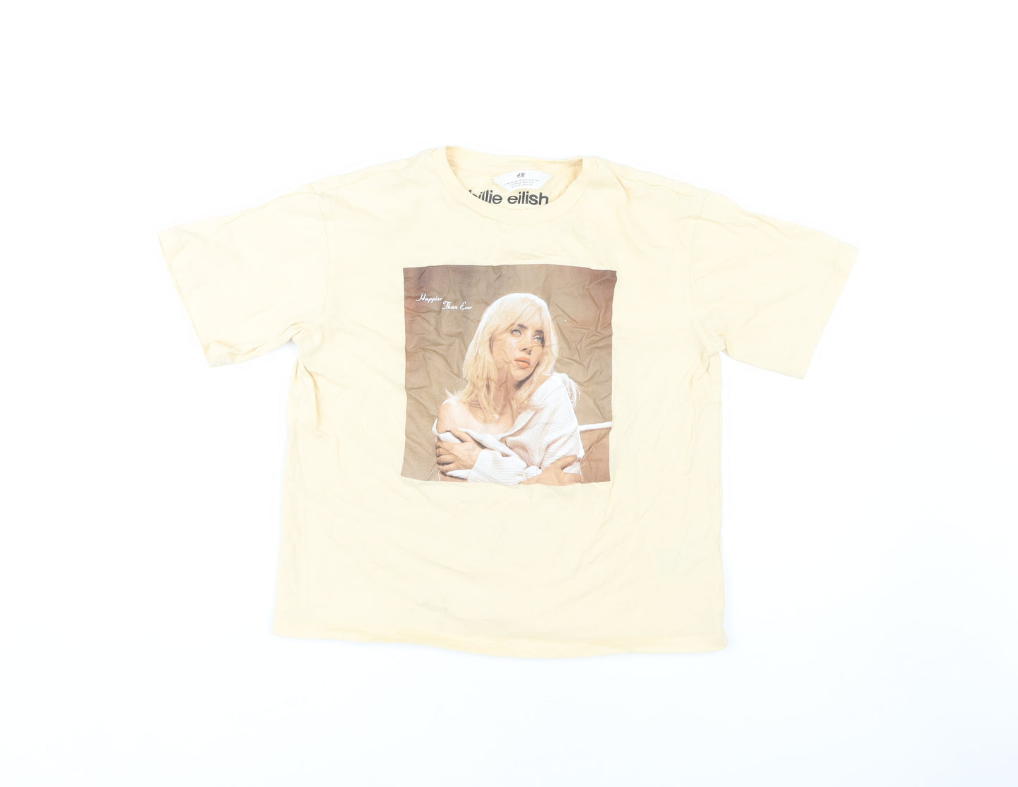 H&M Girls Beige Billie Eilish Graphic T-Shirt 9-10 Years