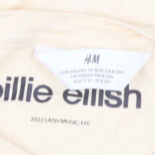 H&M Girls Beige Billie Eilish Graphic T-Shirt 9-10 Years
