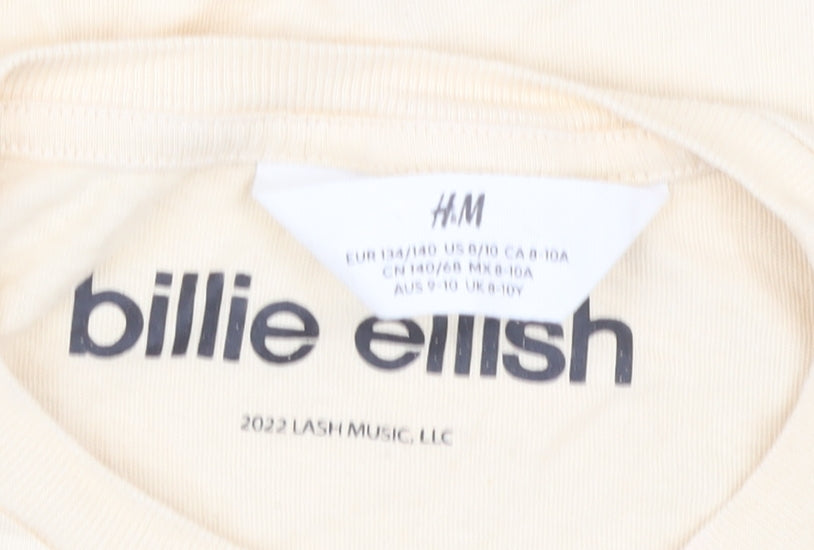 H&M Girls Beige Billie Eilish Graphic T-Shirt 9-10 Years