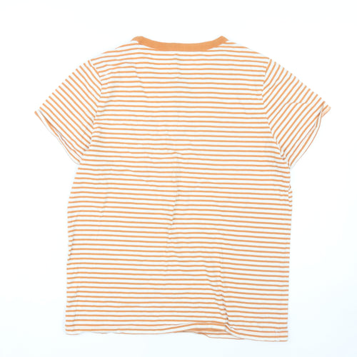 Fossil Women's Orange Striped Ringer T-Shirt S