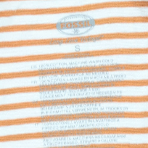 Fossil Women's Orange Striped Ringer T-Shirt S