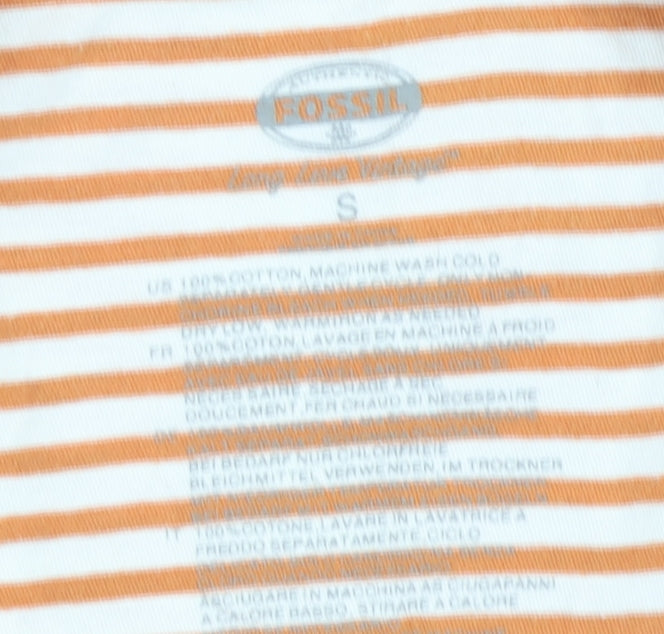 Fossil Women's Orange Striped Ringer T-Shirt S