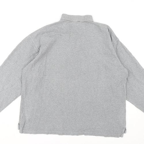 GAP Men's Grey Long Sleeve Polo - Size L, Classic Style