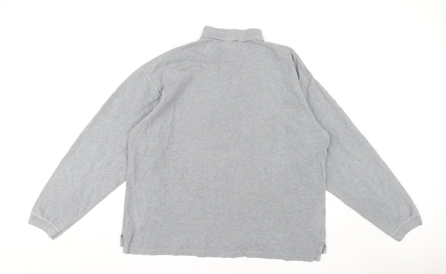 GAP Men's Grey Long Sleeve Polo - Size L, Classic Style