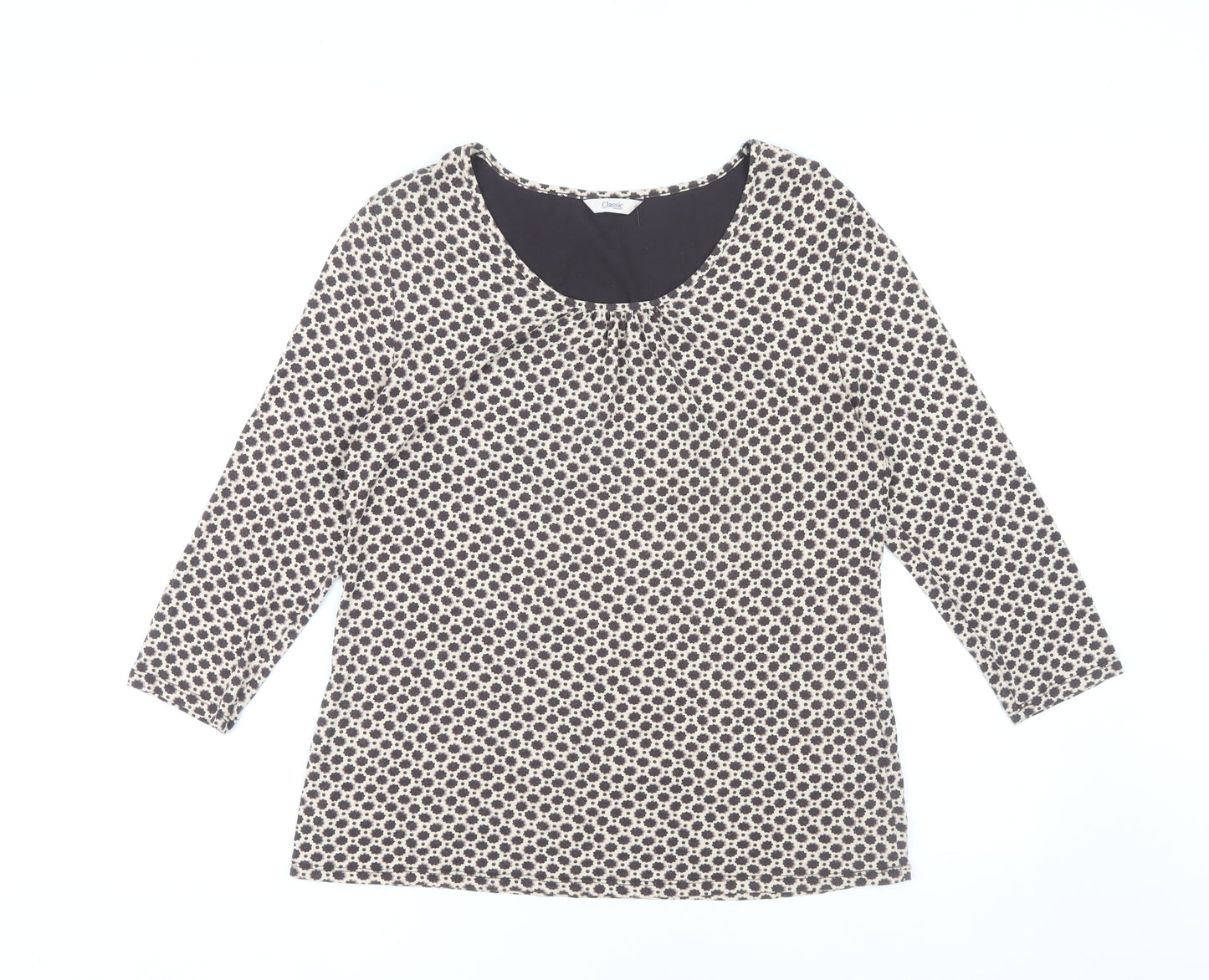 Marks and Spencer Women's Brown Geometric Blouse Size 14