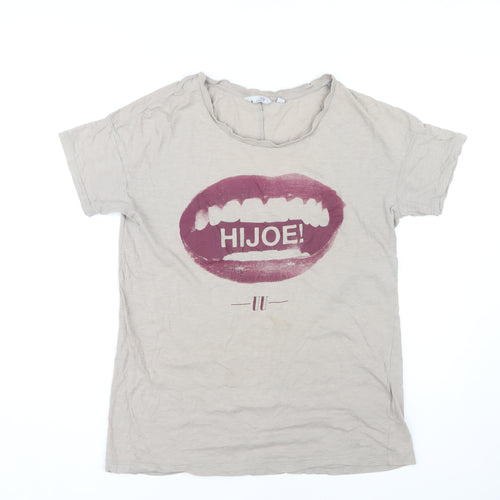 Uniqlo Men's Beige Graphic Print T-Shirt, Size M
