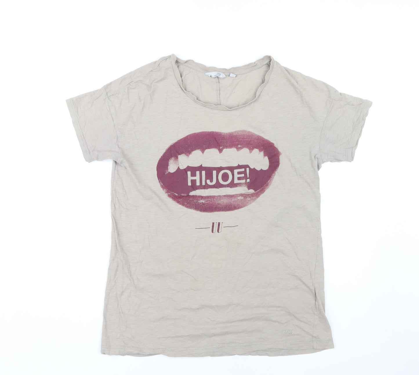 Uniqlo Men's Beige Graphic Print T-Shirt, Size M