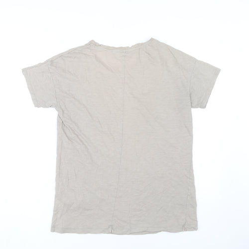 Uniqlo Men's Beige Graphic Print T-Shirt, Size M