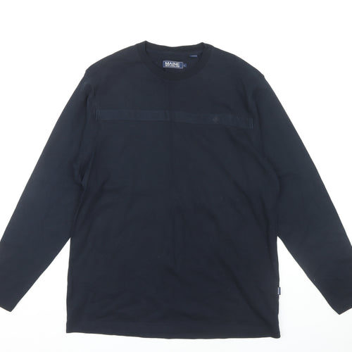 Maine New England Men's Black Long Sleeve Cotton T-Shirt L