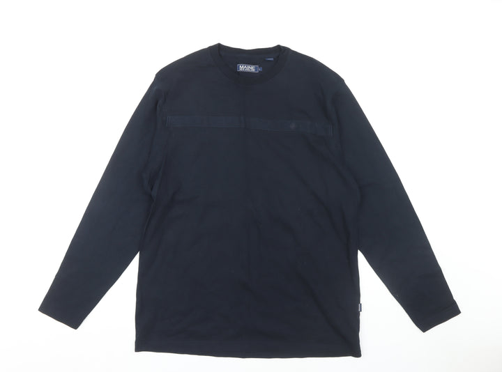 Maine New England Men's Black Long Sleeve Cotton T-Shirt L