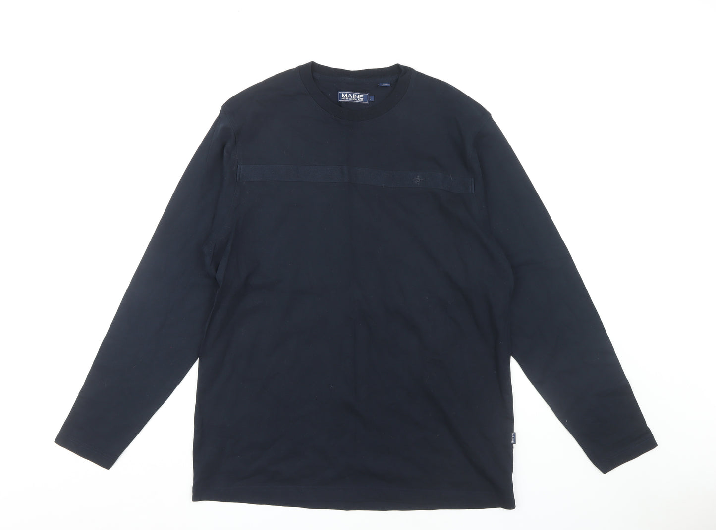 Maine New England Men's Black Long Sleeve Cotton T-Shirt L