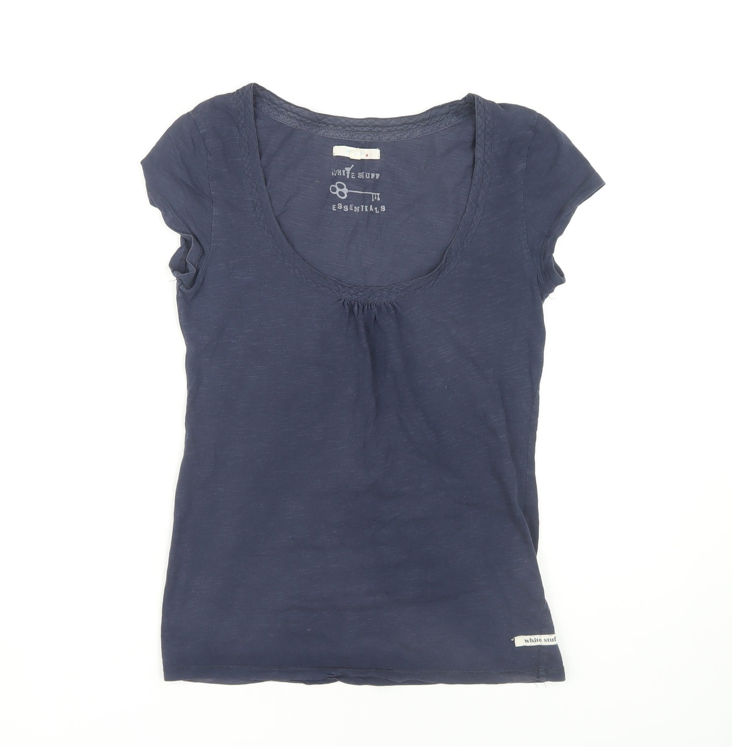 White Stuff Women's Blue Scoop Neck T-Shirt - Size 8