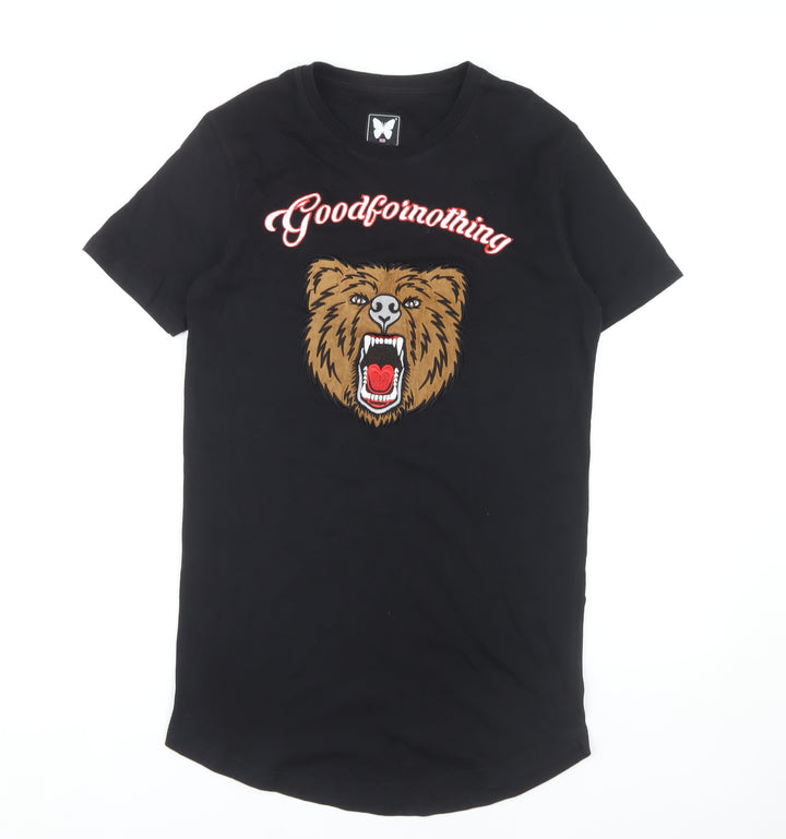 Goodfornothing Unisex Black T-Shirt S, Embroidered