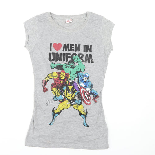Marvel Comics Women’s Grey Superhero T-Shirt Size 8