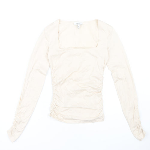Reiss Women's Beige XS Long Sleeve Square Neck Top