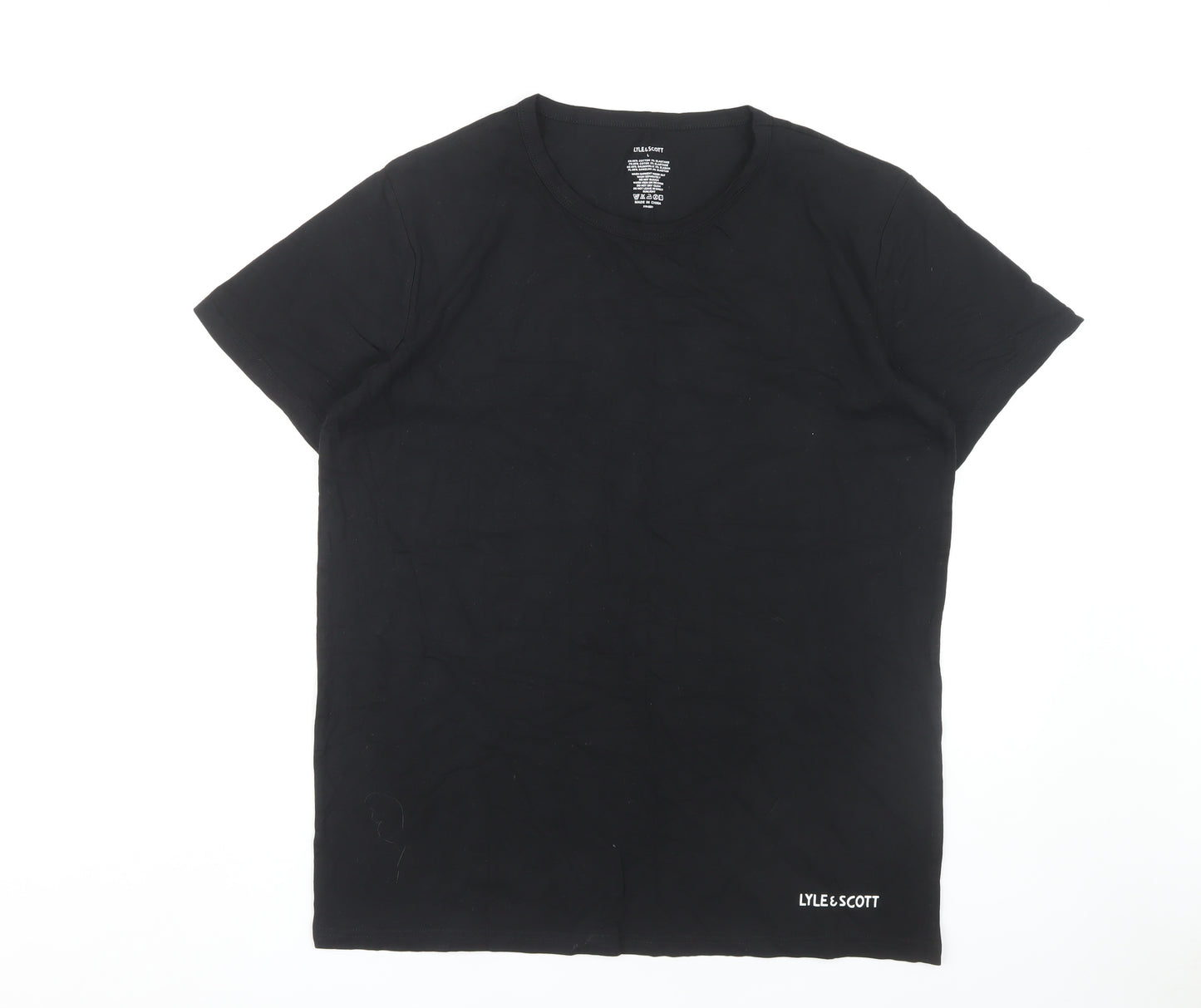 Lyle & Scott Men's Black Cotton T-Shirt, Size L