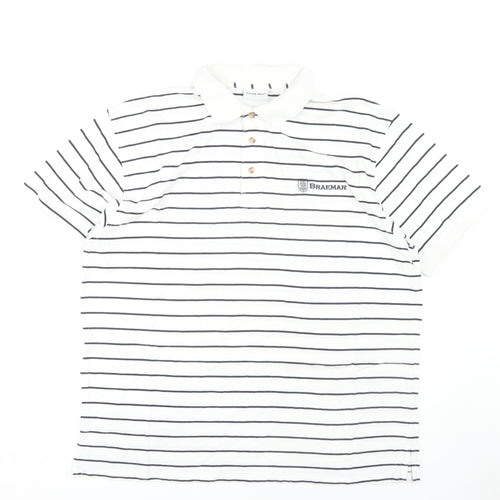 Fred Olsen Men's White 2XL Striped Polo Shirt