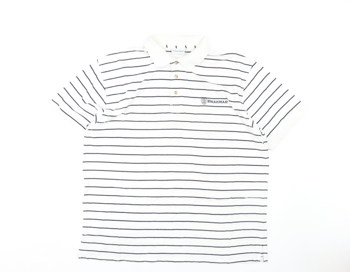Fred Olsen Men's White 2XL Striped Polo Shirt