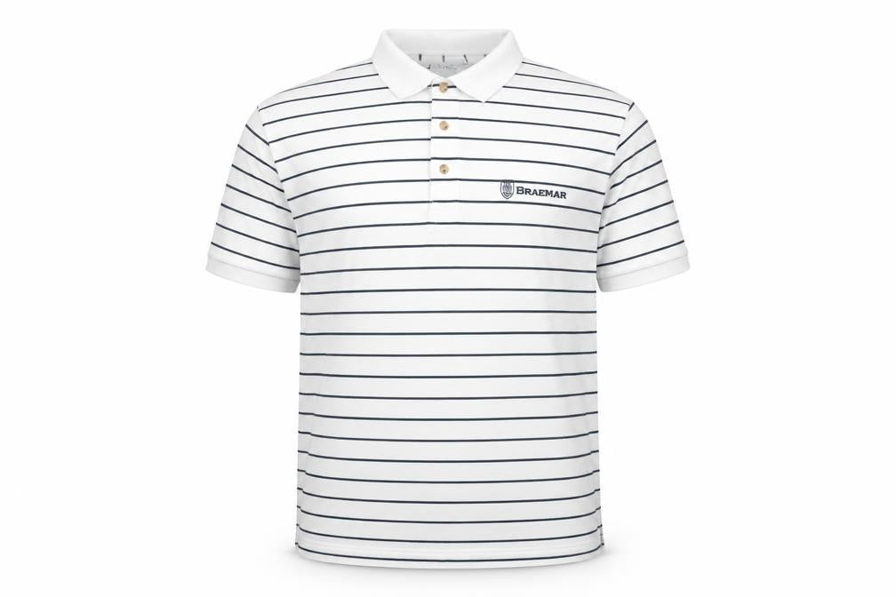 Front view of Fred Olsen Men's White 2XL Striped Polo Shirt