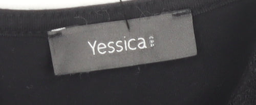 Yessica Women's Black Lace Blouse, Size L, Short Sleeve