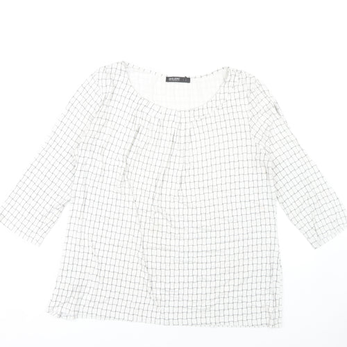 David Jones Women's White Check Blouse L