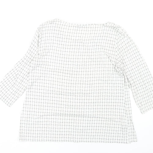 David Jones Women's White Check Blouse L