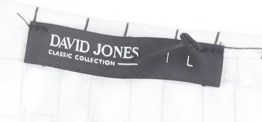 David Jones Women's White Check Blouse L