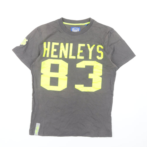 Henleys Men's Grey Graphic Short Sleeve T-Shirt, Size 2