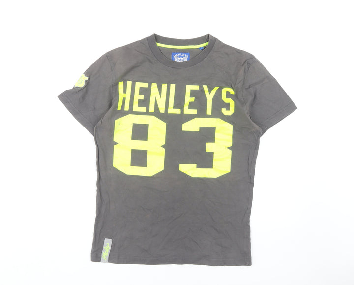 Henleys Men's Grey Graphic Short Sleeve T-Shirt, Size 2