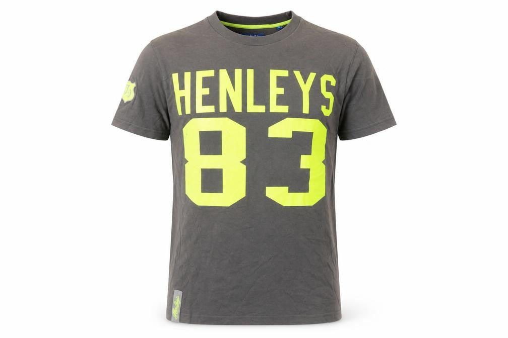 Front view of Henleys women’s grey graphic short sleeve t-shirt, size UK 2