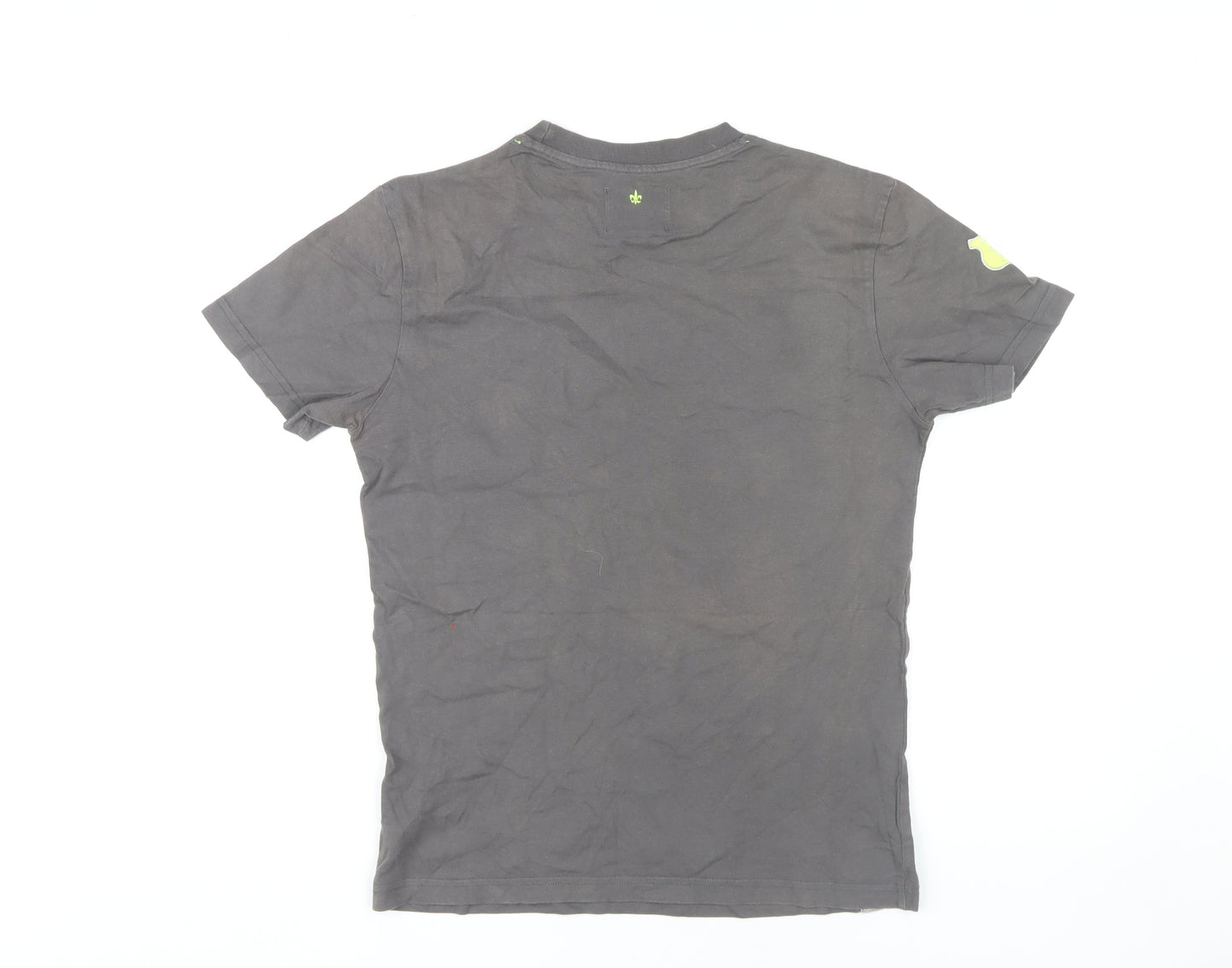 Henleys Men's Grey Graphic Short Sleeve T-Shirt, Size 2