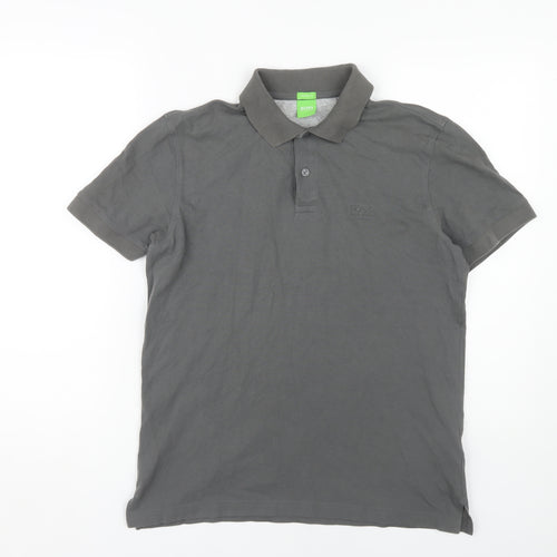 Hugo Boss Men's Grey Polo Shirt L Cotton Modern Fit