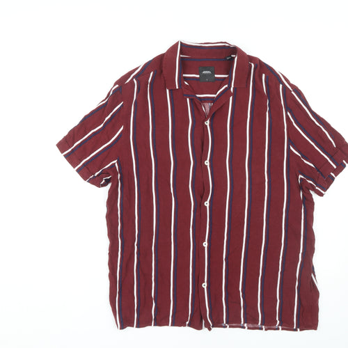Burton Menswear Men's Red Striped Shirt, Size L
