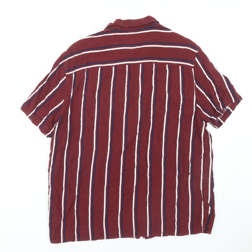Burton Menswear Men's Red Striped Shirt, Size L