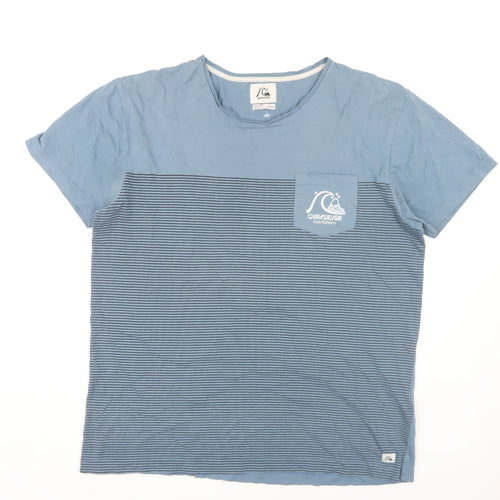 Quiksilver Men's XL Blue Striped Crew Neck T-Shirt