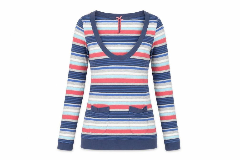 Front view of Next Women Multicoloured Striped T-Shirt, size 12